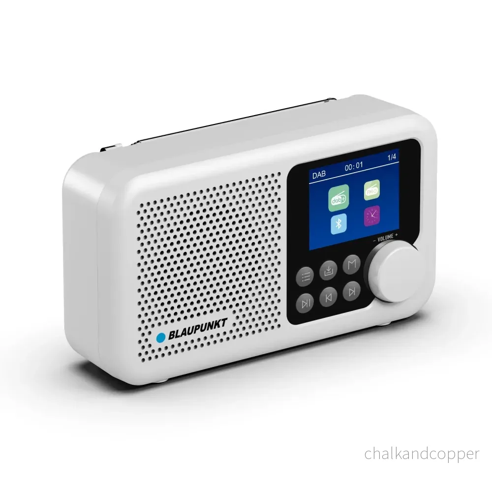 Blaupunkt Portable Radio, DAB+ digitalradio och FM-tuner, Bluetooth, hörlursutgång, 2,4 tums färgdisplay, klock- och alarmfunktion, batteridriven och uppladdningsbar via USB-C, DR8WH - Bild 2