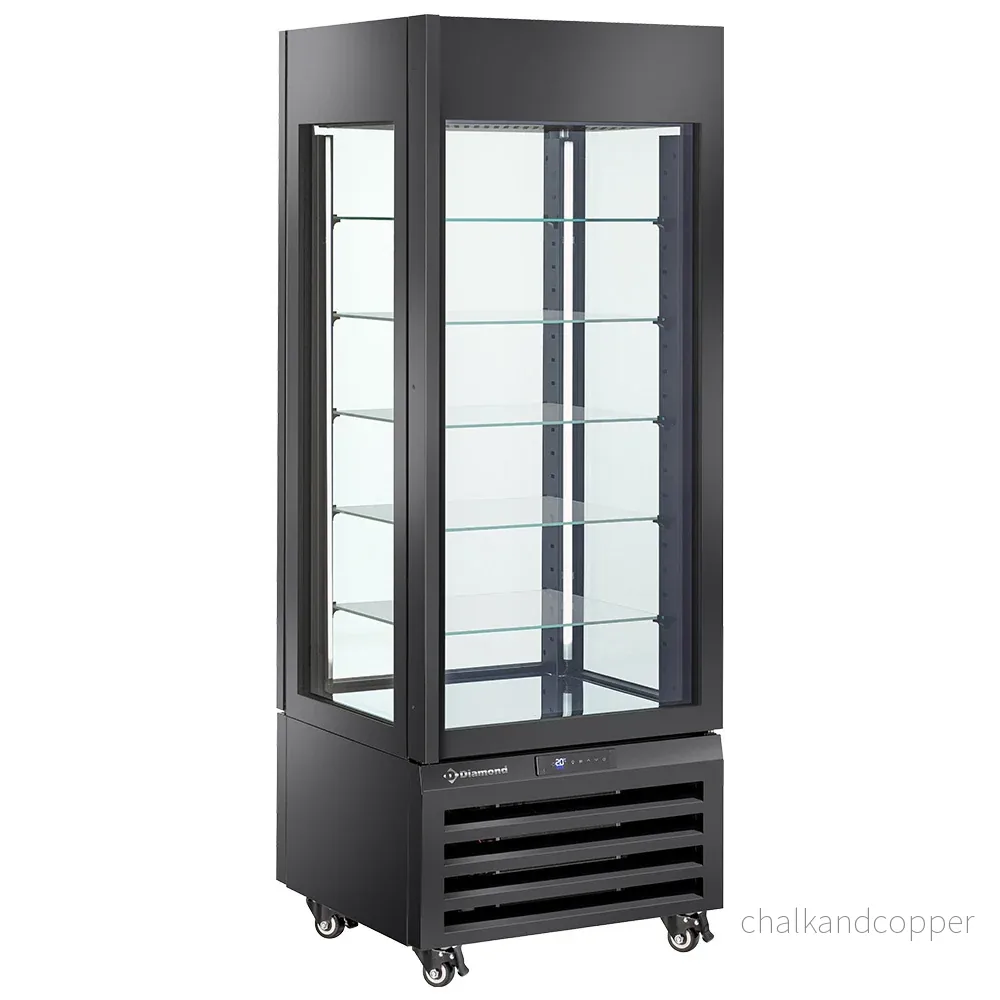 FULL Vitrin 440 Lt., 5 glasnivåer, ventilerad – GASS & PASTRY – SVART