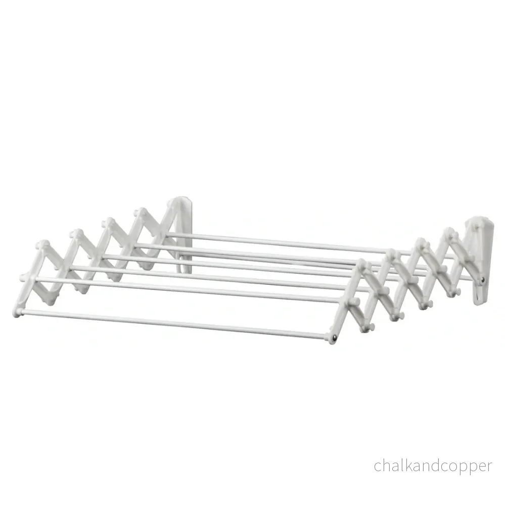Väggmonterad teleskopisk torktumlare Accordion torkställning (80cm, vit) - Bild 3