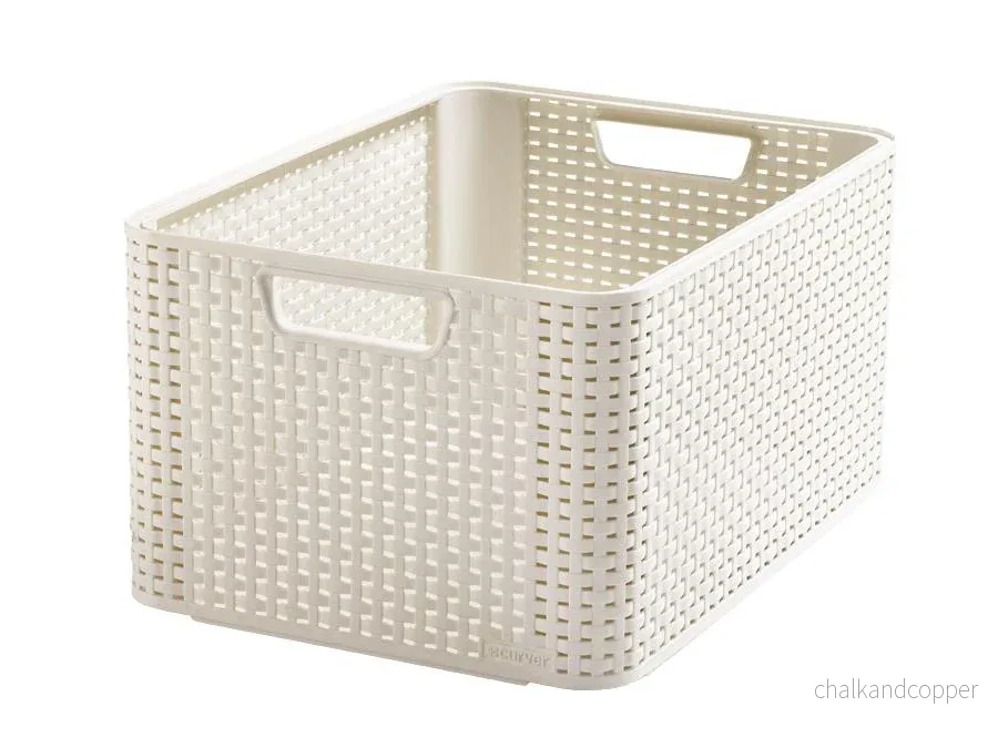 Curver korg, multifunktionell, med lock, kräm, Rattan Style L - Bild 2