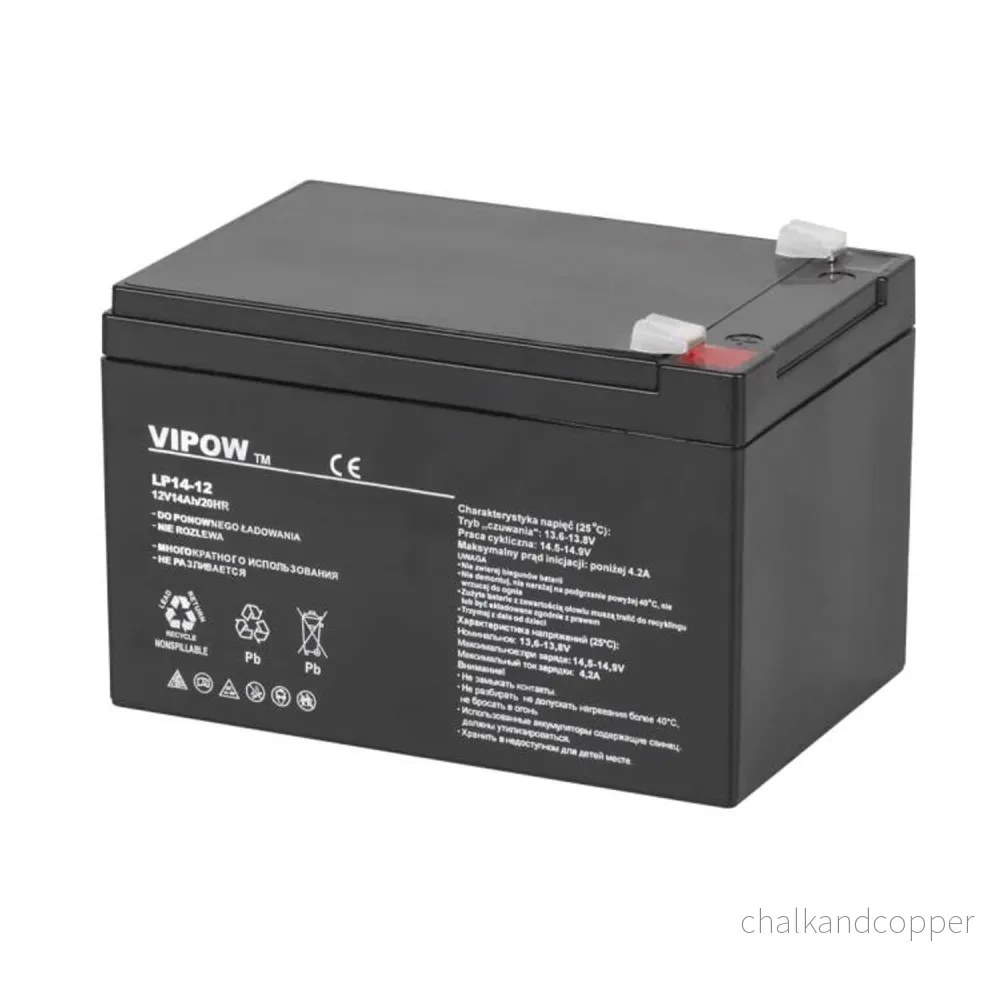 Gelbatteri VIPOW AGM BAT0217 underhållsfritt 12V 14Ah
