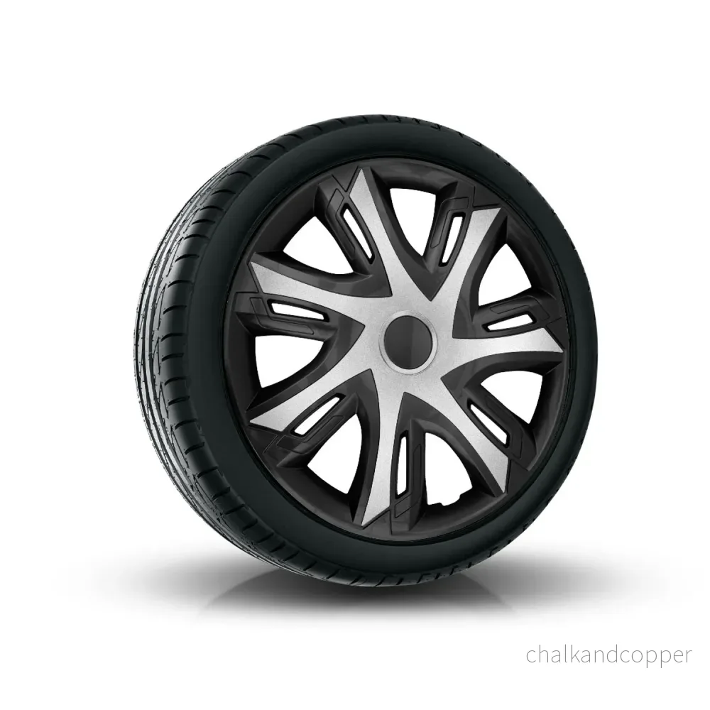 N-Power Hjulkåpor För Stålfälgar Tvåfärgade Navkapslar Set Med 4 Bilfordon Lämplig För De Flesta Märken Och Fälgar ABS-Plast (Silver / Svart, 14") - Bild 2