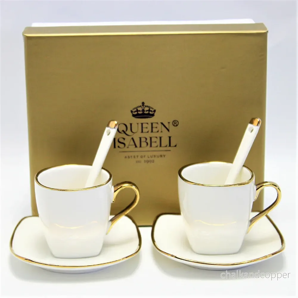 Espressokoppar porslinsset med tallrikar Queen Isabell W23GD06-06464 - Bild 3
