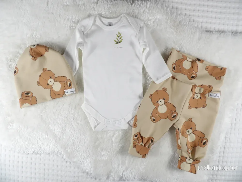 Complete Newborn Set – Teddy Bear | Kvist | Body, växa-byxa & mössa - Bild 3