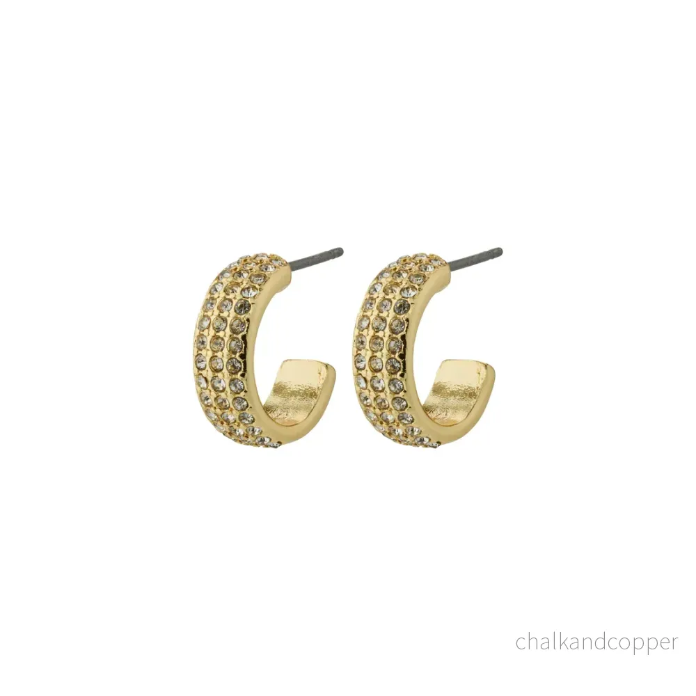 Matylda Recycled Crystal Hoop Earrings Gold Pilgrim Matylda Recycled Crystal Hoop Earrings Gold Pilgrim