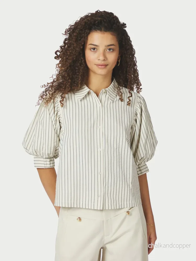 Etta Slim Stripe Shirt Off White Neo Noir