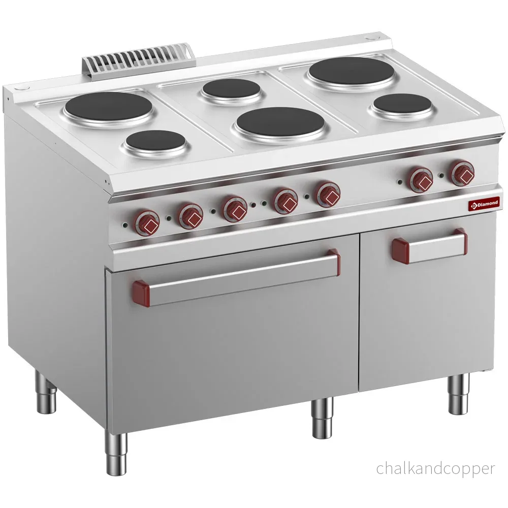 Hällar x 6, elektrisk ugn GN 2/1 samt grill och neutralt skåp GN 1/1 Hällar x 6, elektrisk ugn GN 2/1 samt grill och neutralt skåp GN 1/1