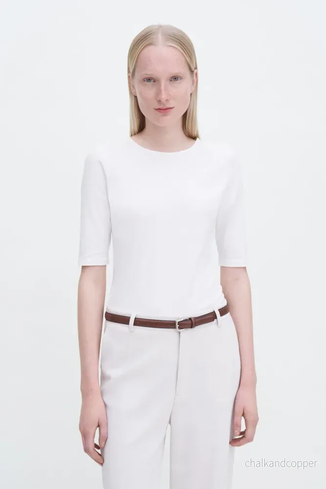 Cotton Stretch Elbow Sleeve White Filippa K