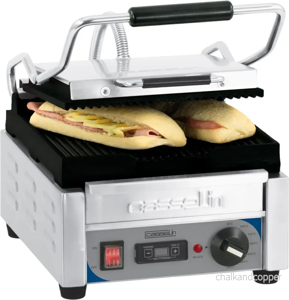 Kontaktgrill Premium liten räfflad - räfflad med timer