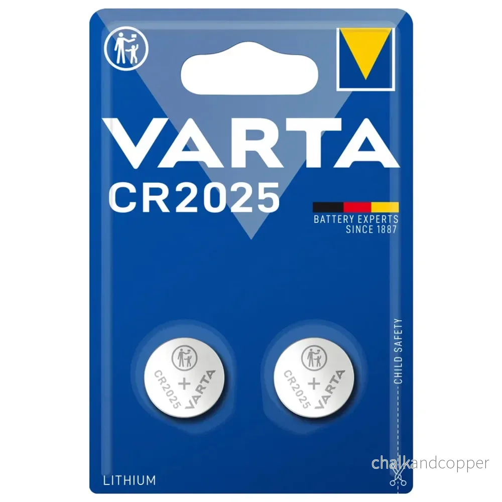 Litiumbatterier 2x Varta CR 2025, hög kvalitet, 3V