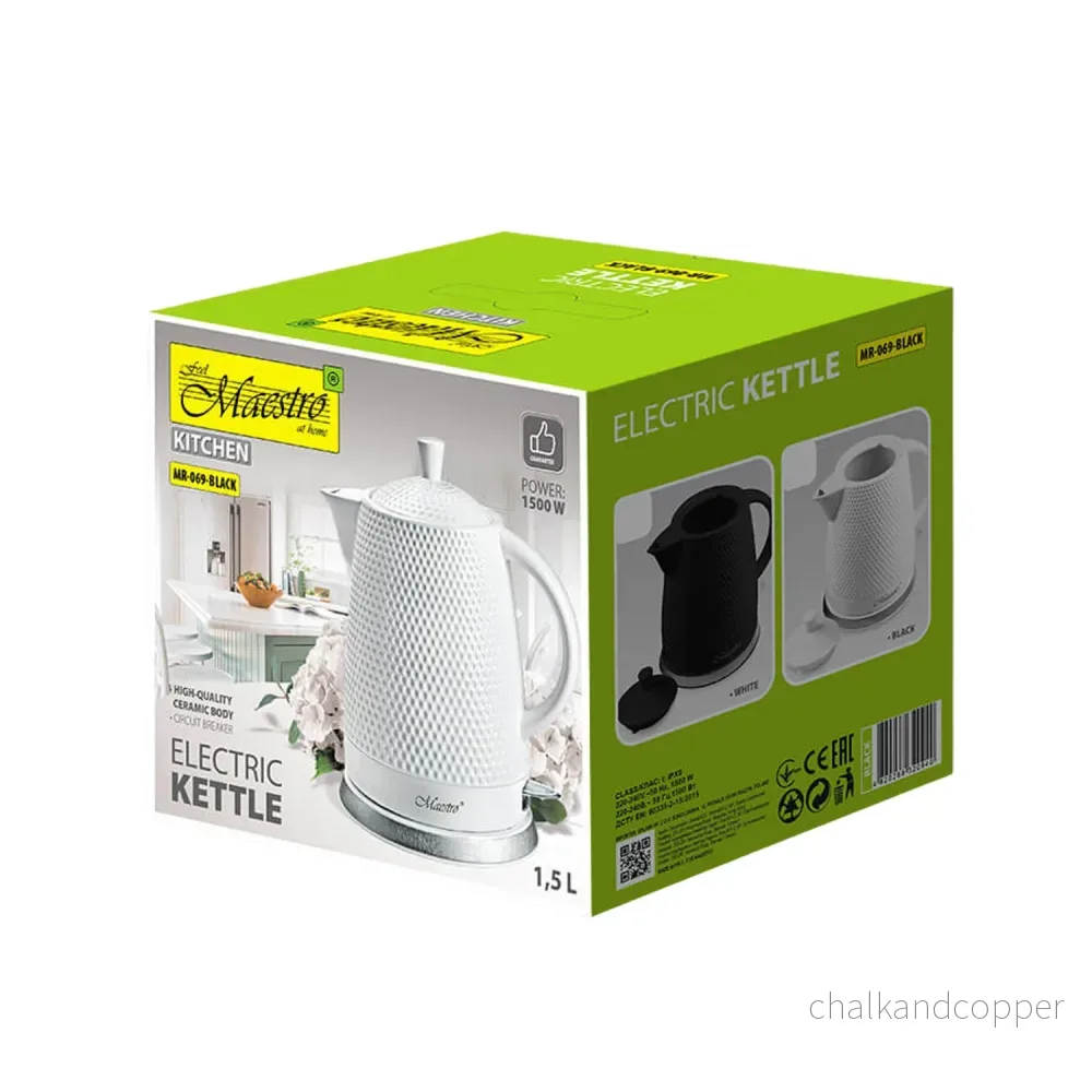 Maestro keramisk vattenkokare, kapacitet 1,5 l, 1500W, svart, MR069 - Bild 3