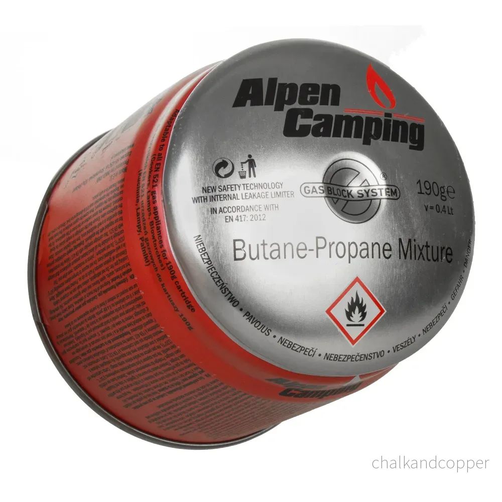 Gaspatron 400 ml Alpen Camping. certifikat: Pi 0437, EN417-kompatibel, propan-butan, intervall -10 ° C till + 40 ° C, GAS STOP IK006-system - Bild 3