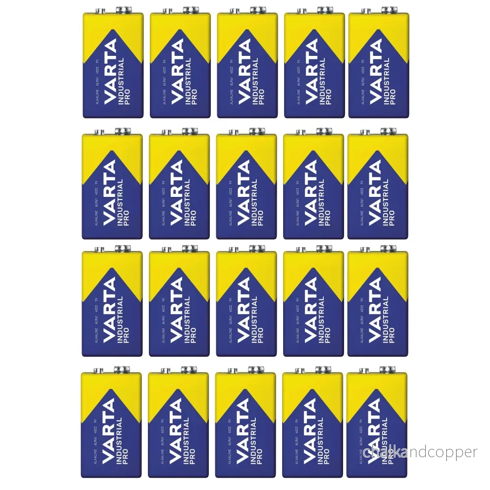 20 st R9V-batterier R-9 6LR61 9V R-9 alkaliska Varta Industrial Pro