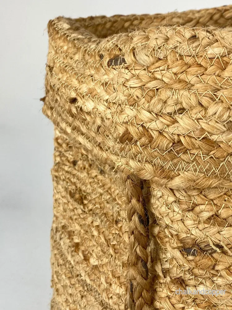 Väska/förvaringskorg jute med flätade handtag - Bild 2