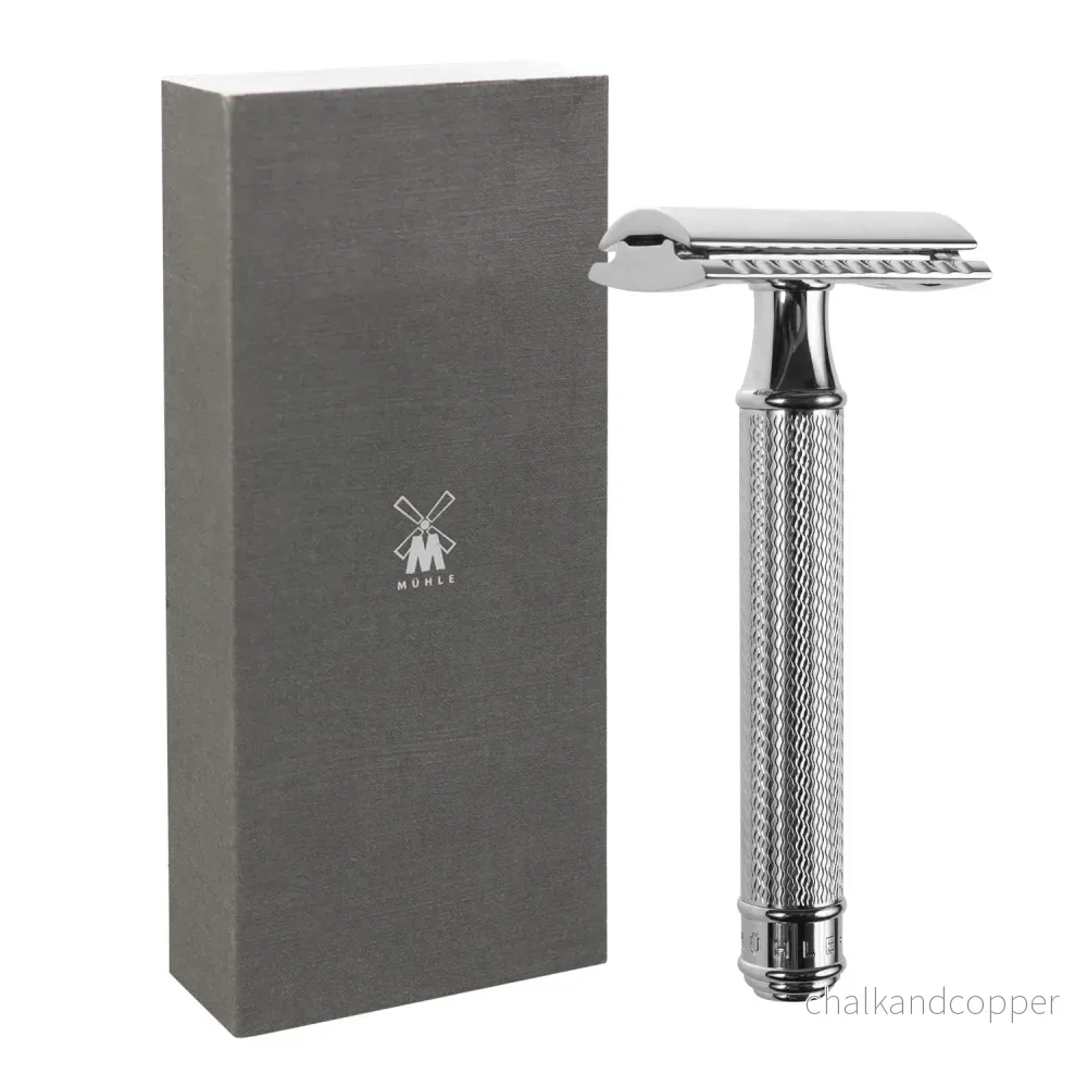 Traditionell rakhyvel, rakblad, förkromad mässing, MÜHLE R89