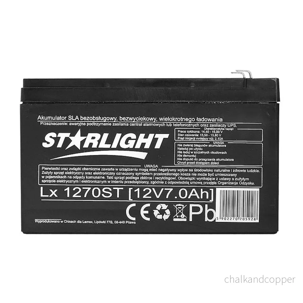 LX1270 12 V 7 Ah AGB underhållsfritt gelbatteri - Bild 2