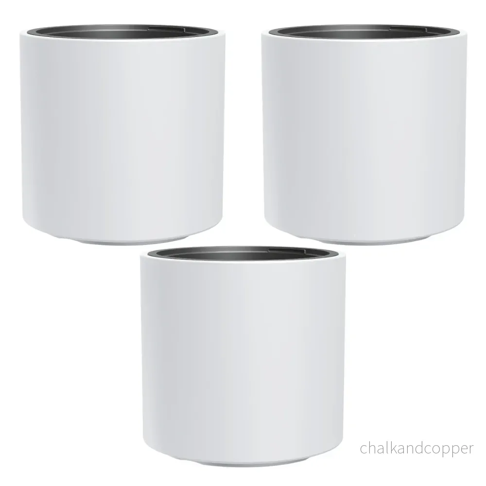 HEOS frostsäker blomkruka, vit, med insats, volym 31L, matt, DBHER470, 3 st