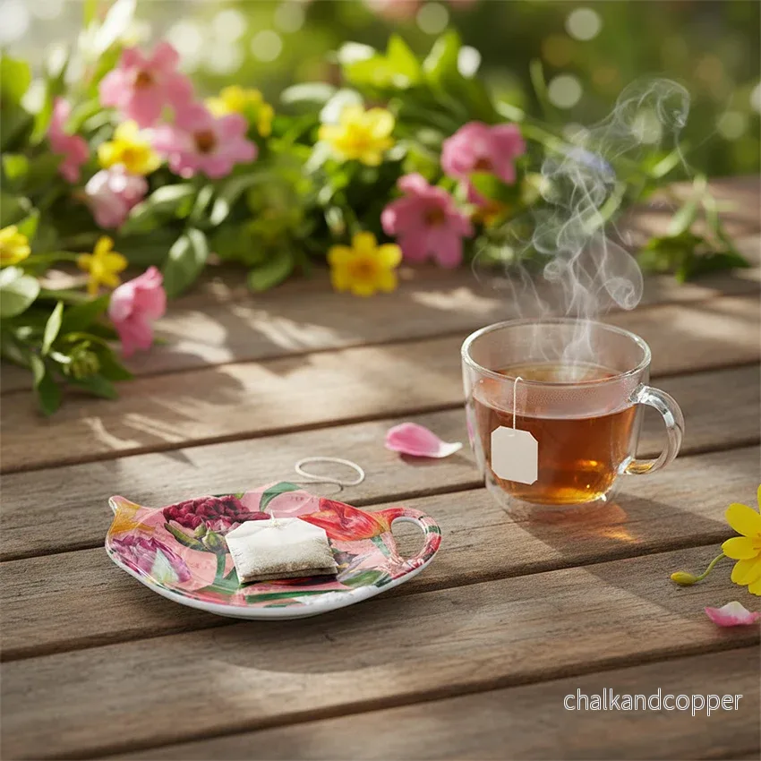 Tepåshållare Pretty Tulips – Rosa Melamin (110×130 mm) - Bild 2