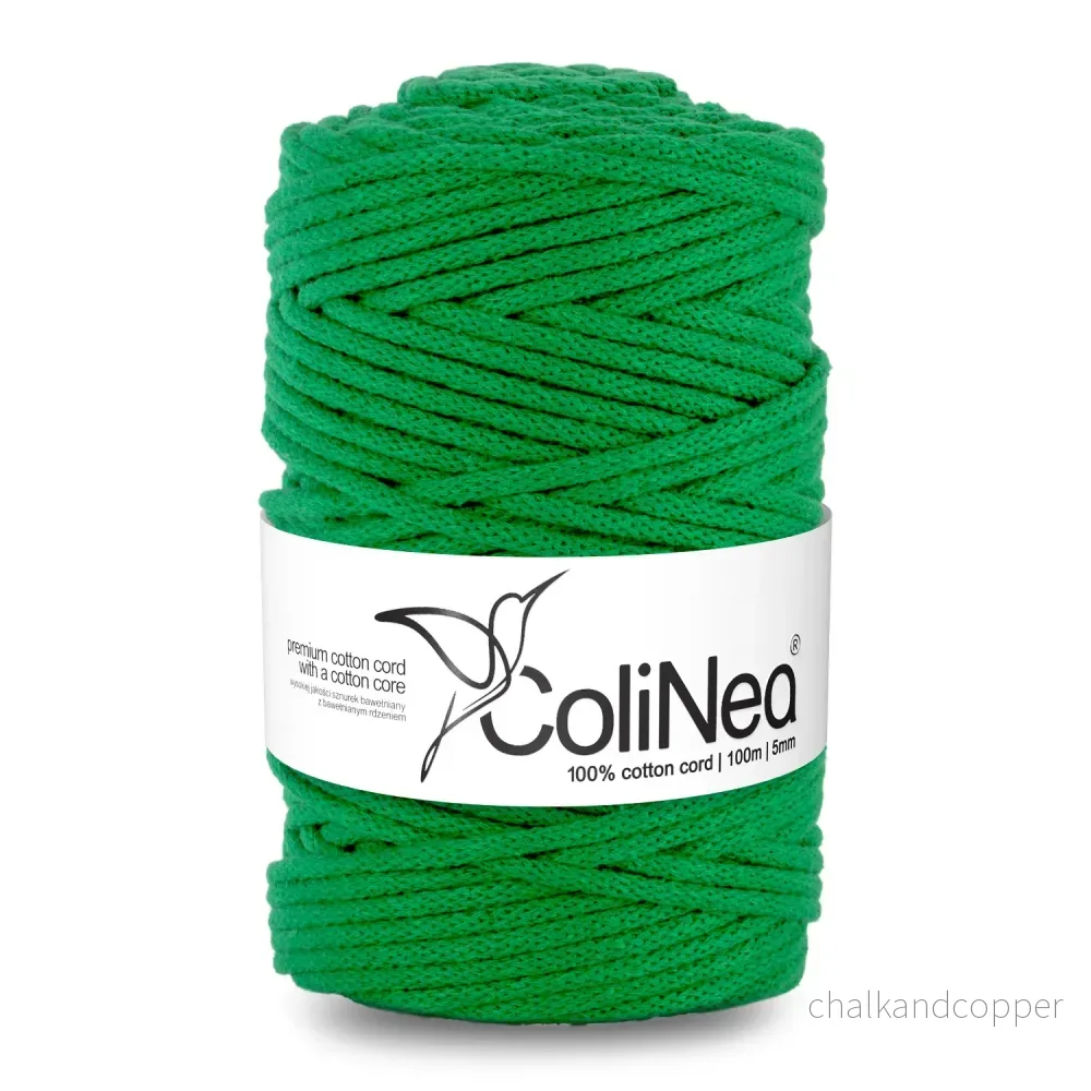 ColiNea, bomullssladd med bomullskärna, flätad, 5mm, 100m, grön