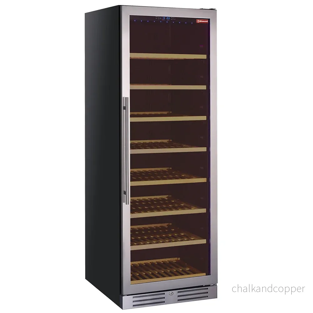 Vinskåp, ventilerat, rostfri dörr, 470 Lt., – SVART