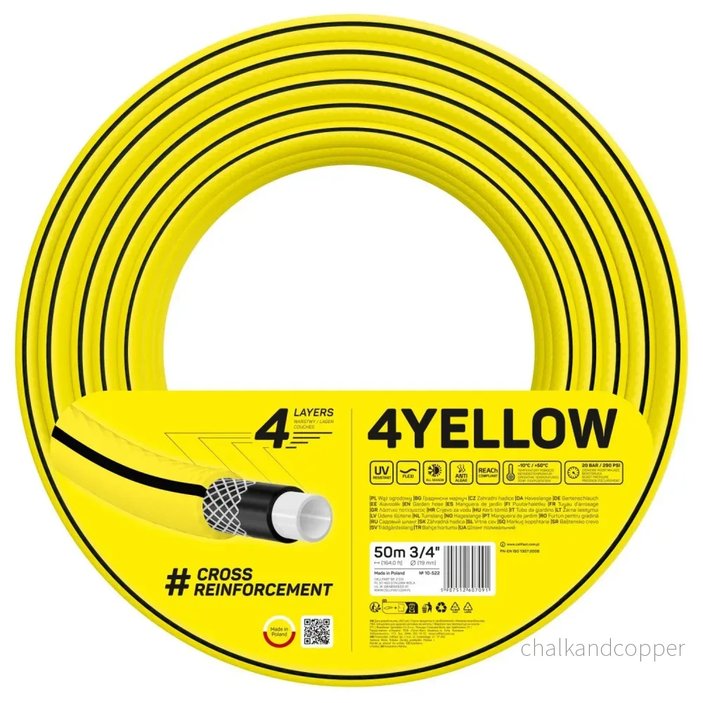 CELLFAST 4YELLOW trädgårdsslang 10-522 3/4" 50m 4-lagig