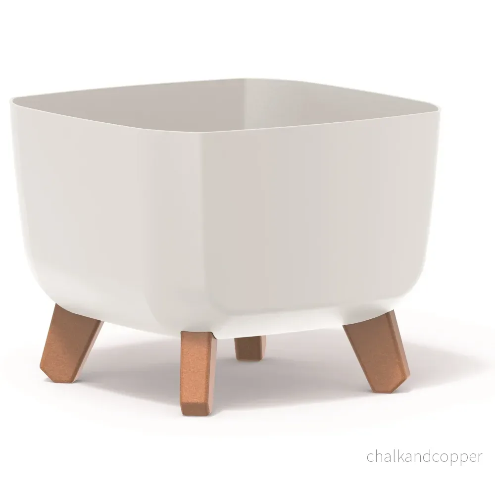 Prosperplast Gracia Square Blomkruka Med Avtagbara Ben Inkl. Insats För Inomhus Och Utomhusbruk Square Planter Plastic UV-Beständig 24x24x18,7cm Vit