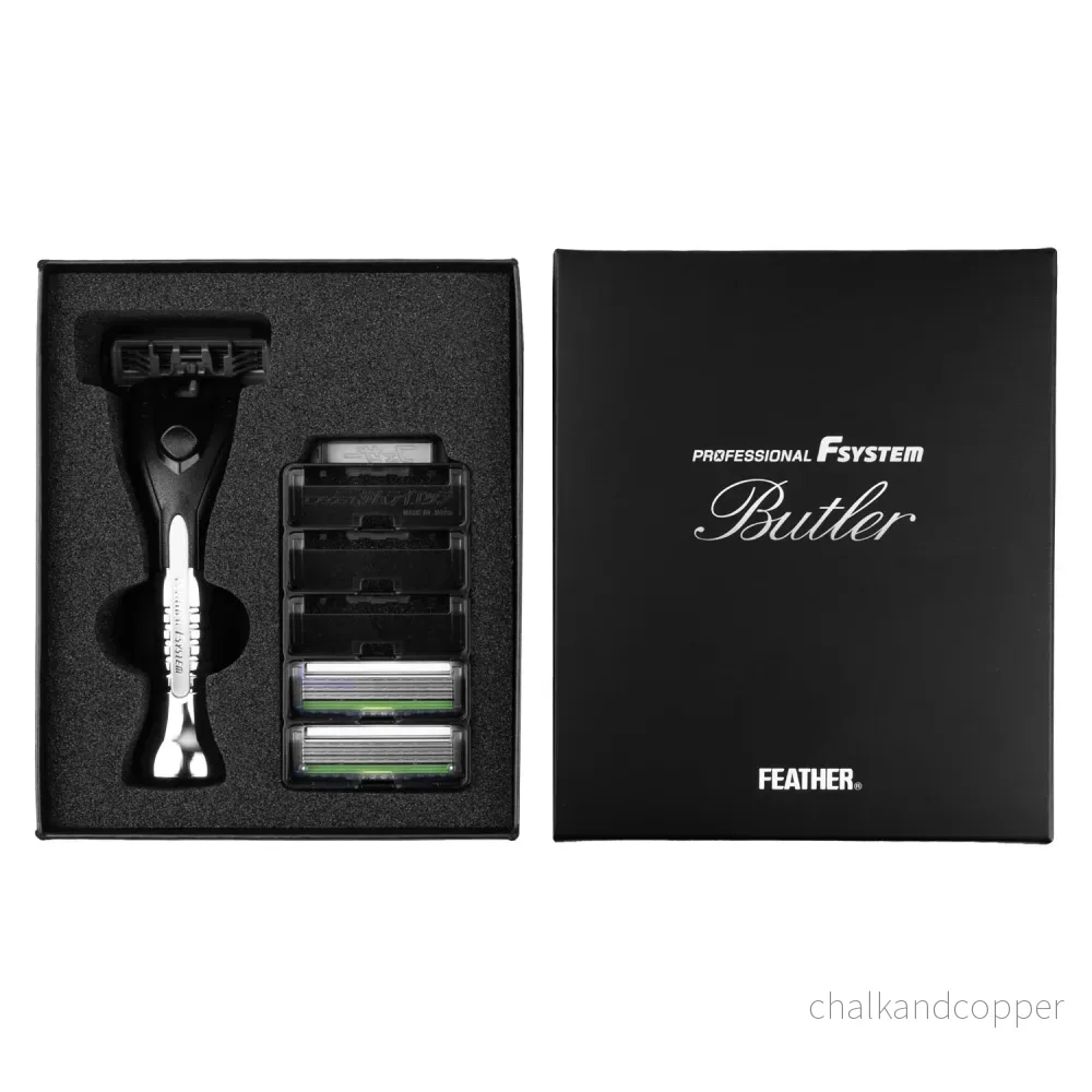 Rakapparat med utbytbara blad Feather Butler PF-BT, 3 rakblad - Bild 2