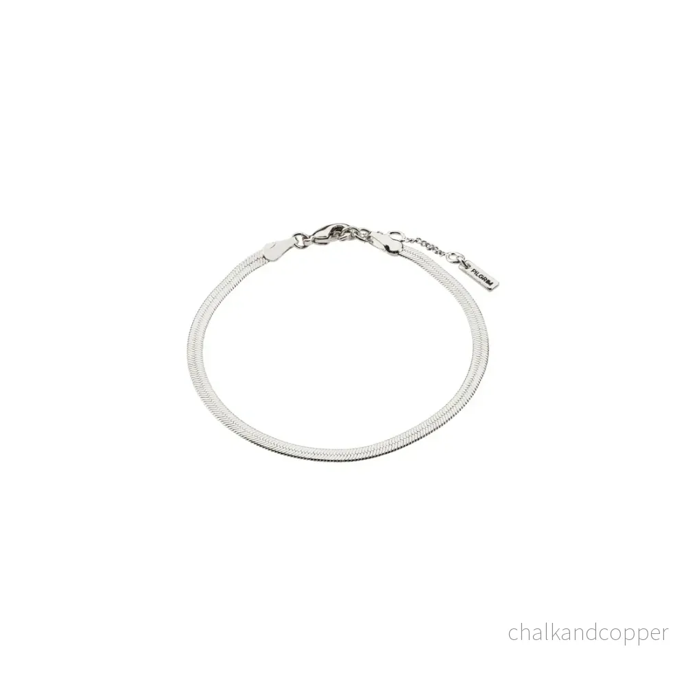 Joanna Recycled Flat Snake Chain Bracelet Silver Pilgrim Joanna Recycled Flat Snake Chain Bracelet Silver Pilgrim