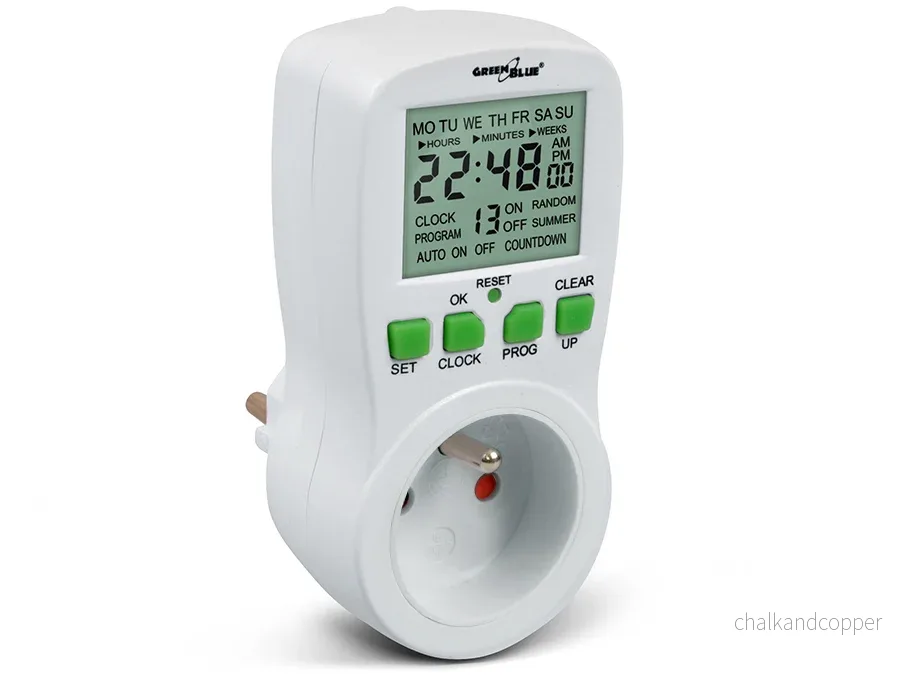 French Plug Digital Time / Timer Switch med GreenBlue GB107-stift