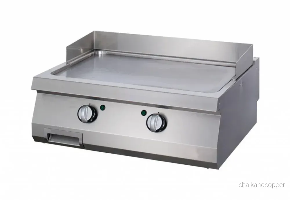 Robust grillplatta - Slät krom - Dubbel enhet - 70 cm djup - Gas