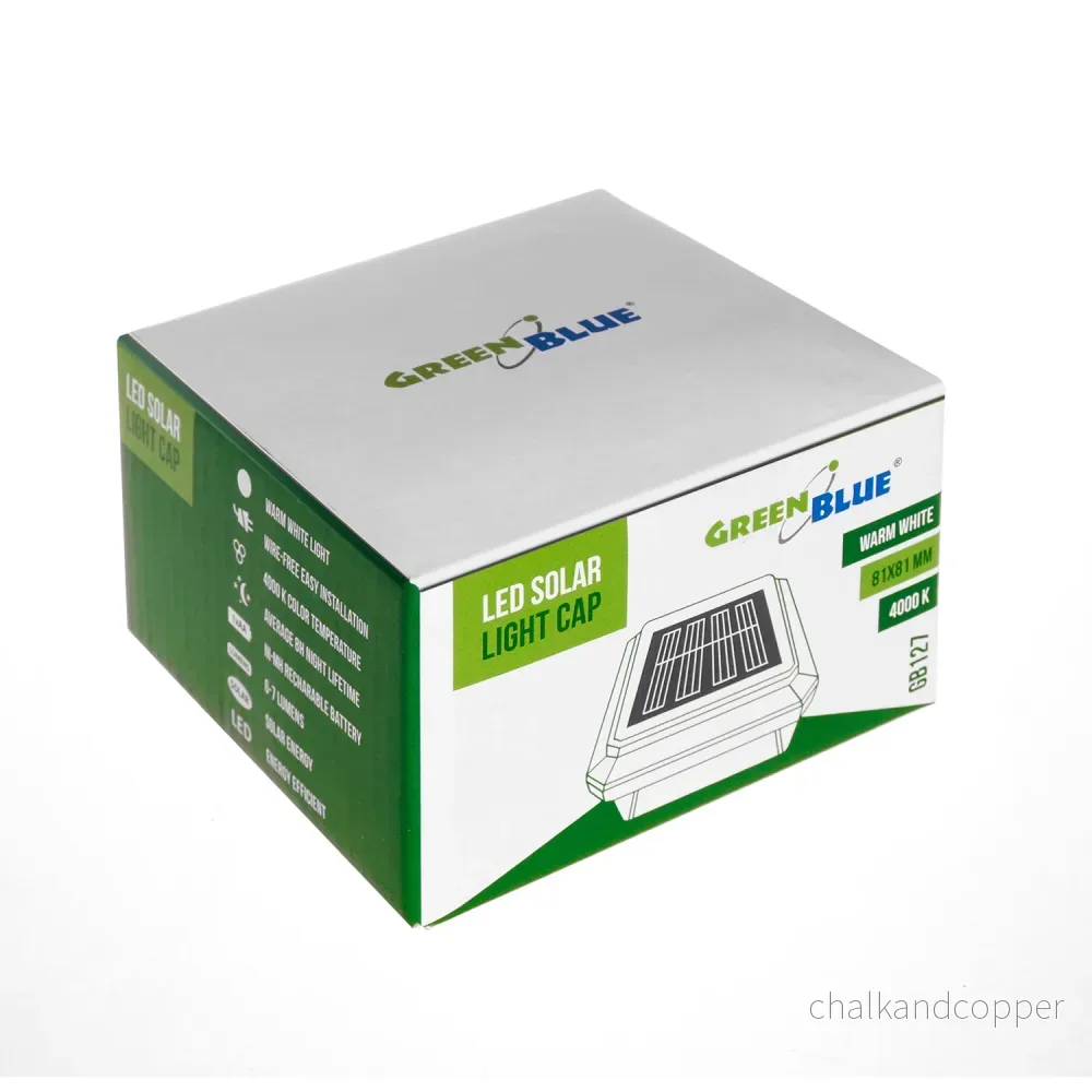 GreenBlue LED-solcellslampa för stolpar, 80x80mm, kuvertskärm, GB127 - Bild 3