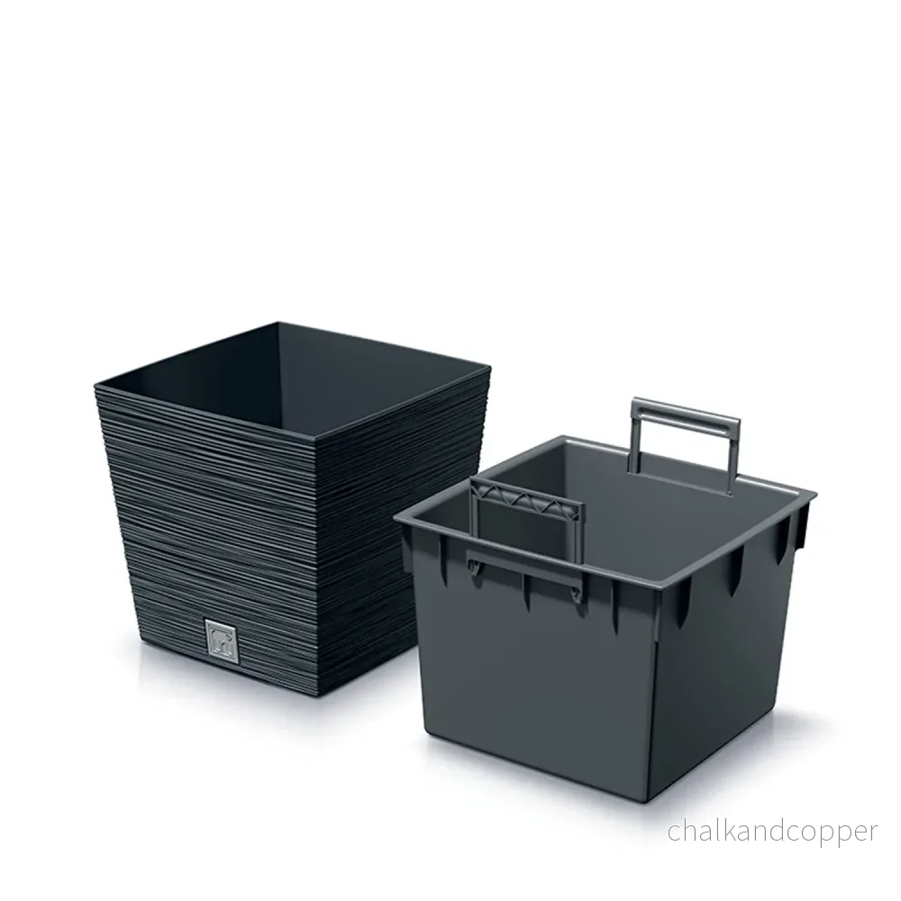 Prosperplast Furu Square Low Blomkruka Med Insats 24 x 24 x 23,5 cm Kapacitet 7,5L Antracit - Bild 3