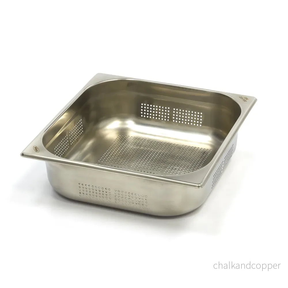 Gastronormbehållare - 3 st - 2/3 GN - 10 cm djup - Rostfritt stål - Perforerad