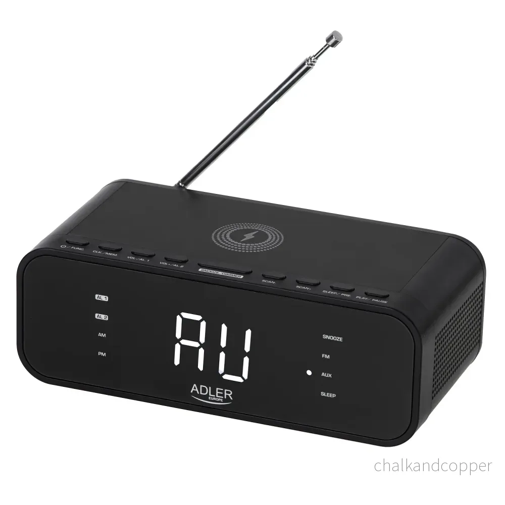 FM-radioväckarklocka med trådlös laddare och Bluetooth - Adler AD 1192B - Bild 2