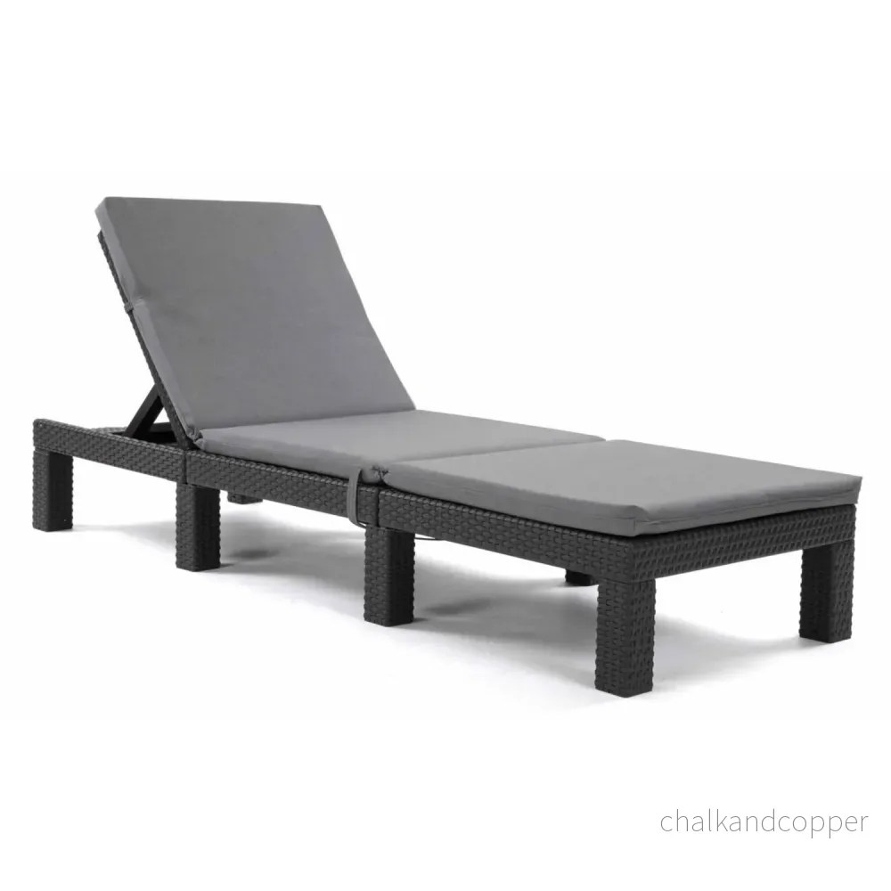 Kudde till solstol Daytona, grå, tyg S-550 Melange, storlek 192x64 cm, fästs med gummiband, vattentät, Melange S-23, 3 stycken - Bild 2