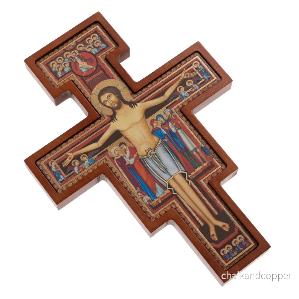 Träkors från San Damiano - Sankt Franciskus kors brun 14x10x1,8cm - Bild 3