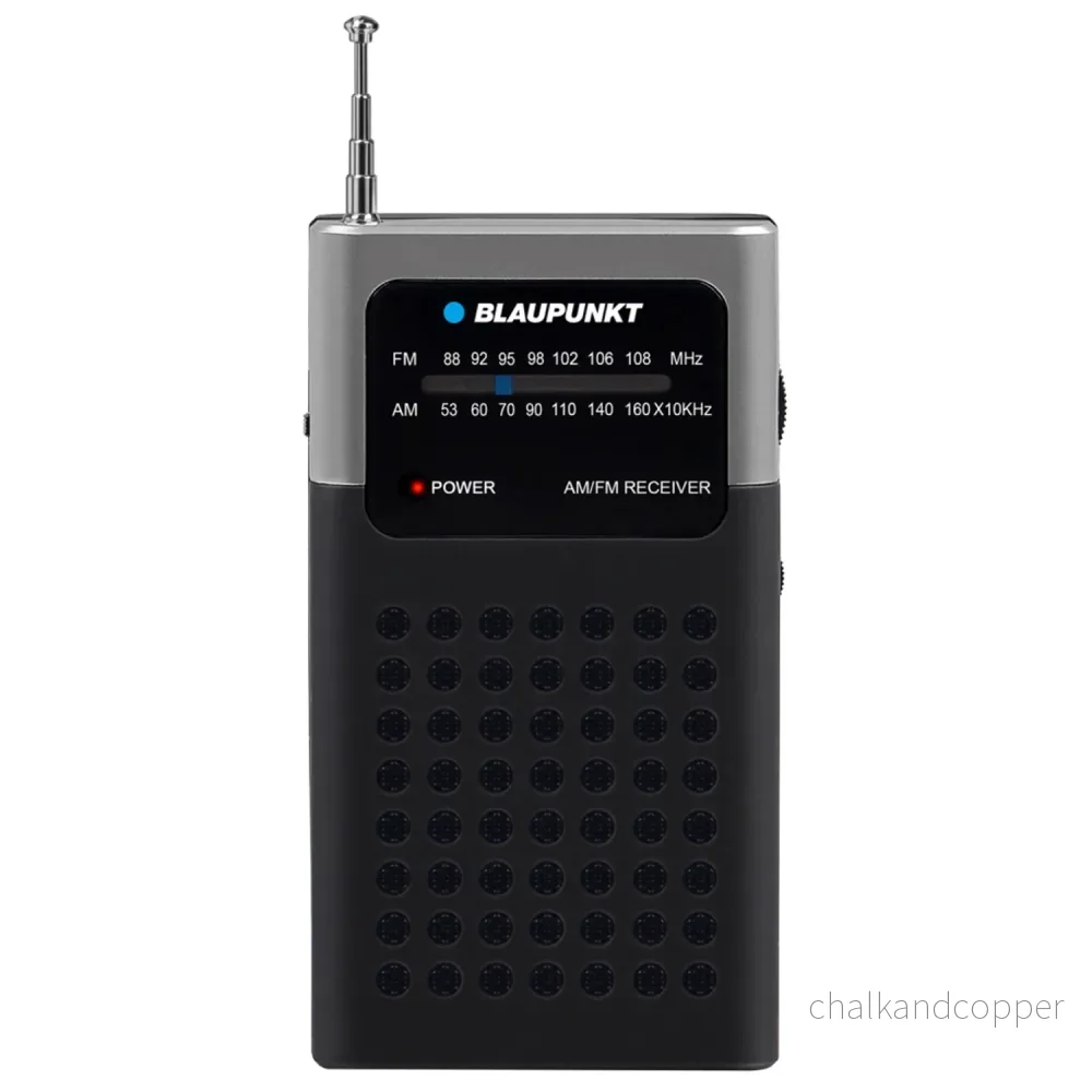 Blaupunkt Pocket Radio AM/FM Portable Radio Teleskopisk Antenn Fickstorlek Inbyggd 1.5" Högtalare Batteridrift