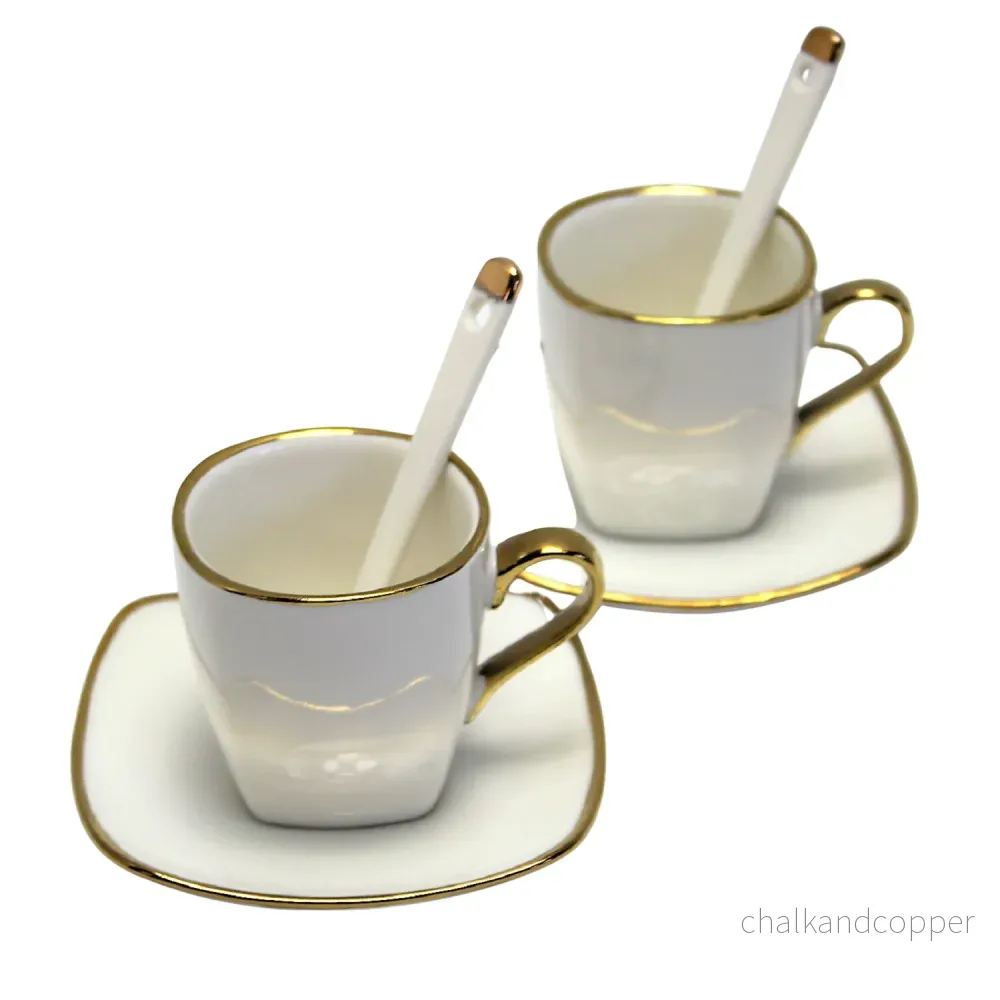 Espressokoppar porslinsset med tallrikar Queen Isabell W23GD06-06464