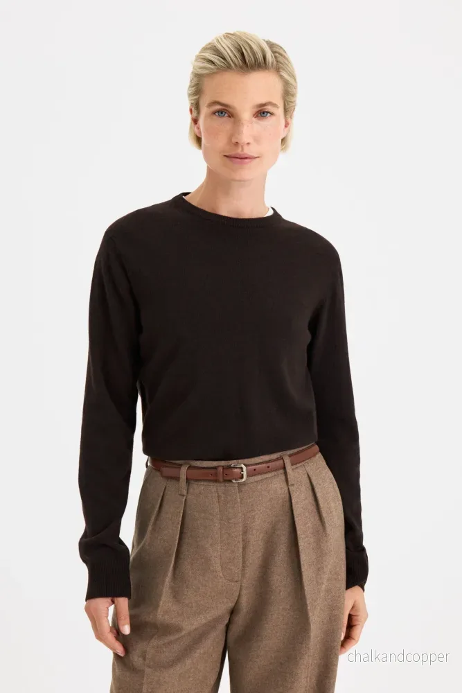 Soft Wool Crewneck Sweater Dark Chocolate Filippa K Soft Wool Crewneck Sweater Dark Chocolate Filippa K