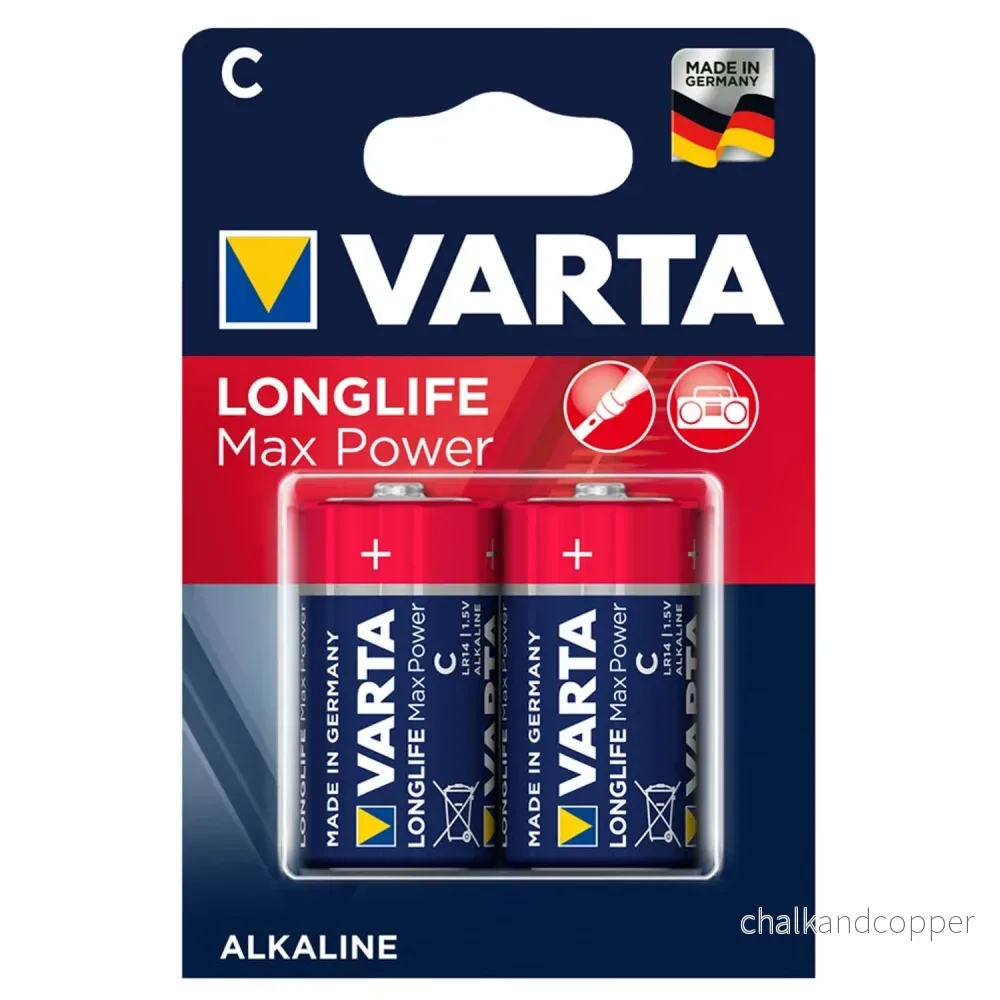 Alkaliska batterier 2x Varta Longlife Max Power R14