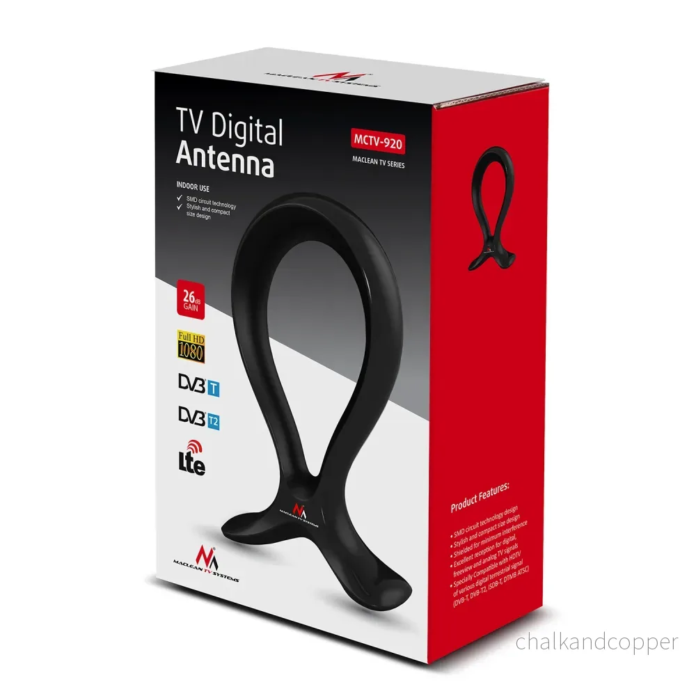 Maclean MCTV-920 TV-Antenn Inomhus 2in1 + Headset Cradle HDTV DVB-T/T2 HEVC LTE 100dBμV - Bild 3