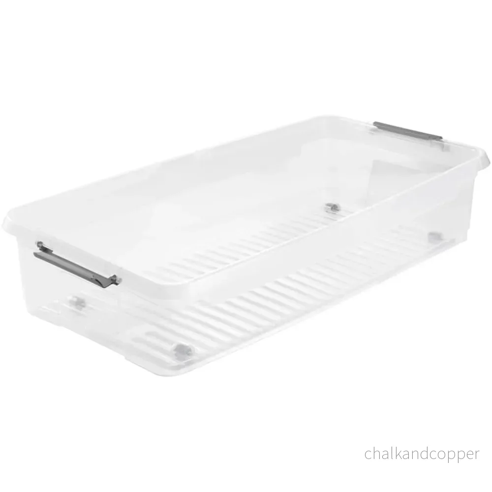 Leo Keeeper container med lock, kapacitet 33L, genomskinlig, med hjul, lock med clips - Bild 2