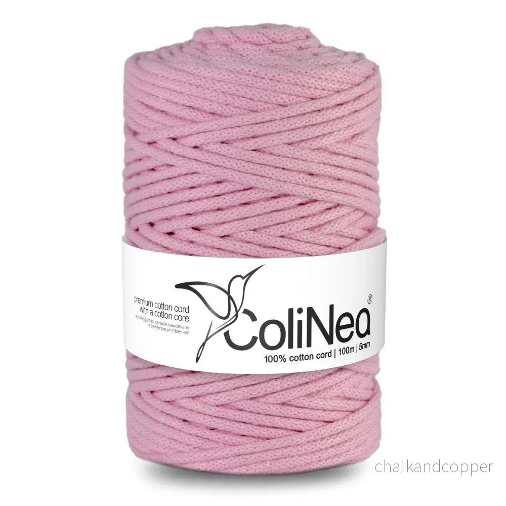 ColiNea, bomullssladd med bomullskärna, flätad, 5mm, 200m, rosa
