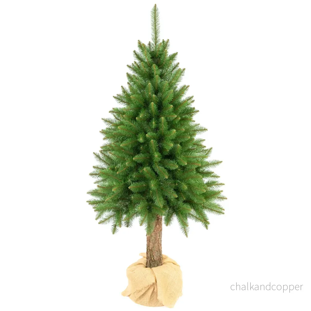Premium-julgran av gran på stam, 220 cm, tät och naturtrogen, Damich