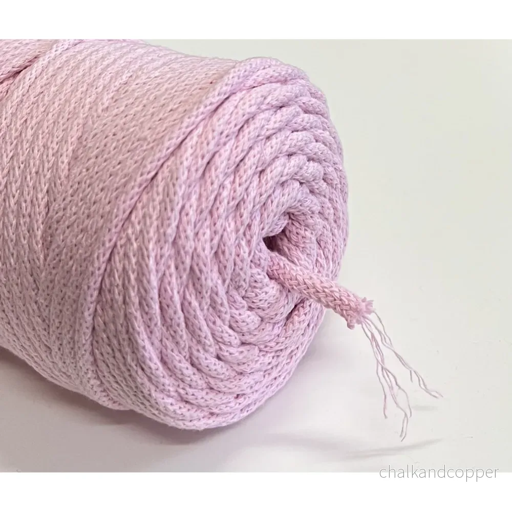 ColiNea, bomullssladd med bomullskärna, flätad, 5mm, 100m, rosa - Bild 2
