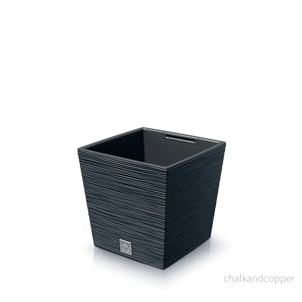 Prosperplast Furu Square Low Blomkruka Med Insats 24 x 24 x 23,5 cm Kapacitet 7,5L Antracit