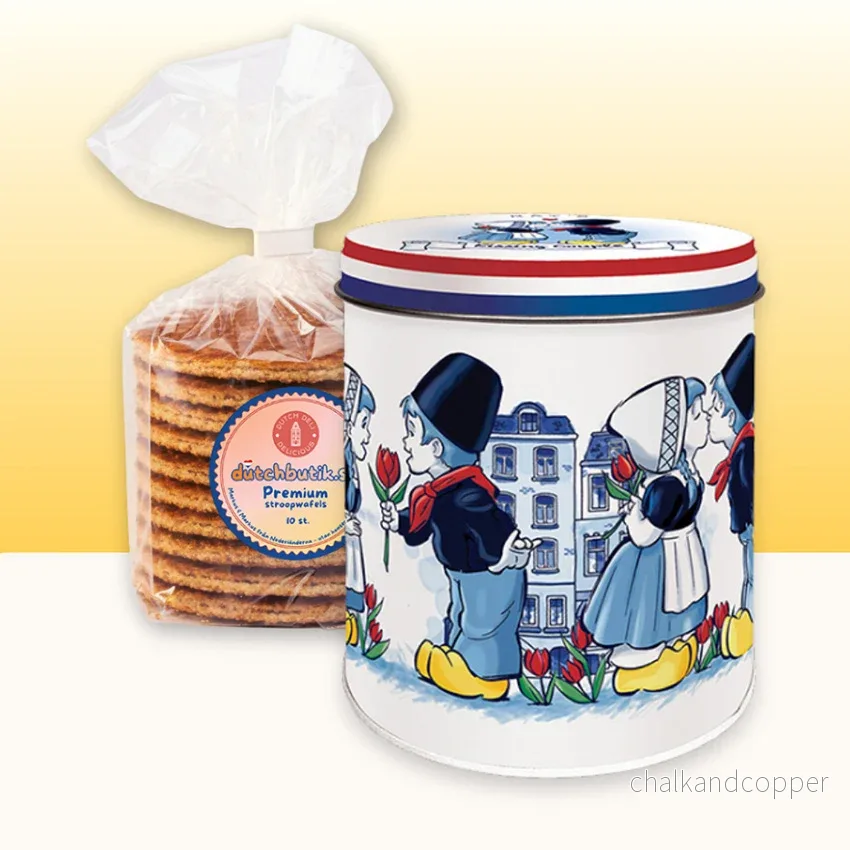 I Love Holland stroopwafel-/förvaringsburk med premium stroopwafels (10 st, ca 350 g totalt) – Exklusivt gåvoset I Love Holland stroopwafel-/förvaringsburk med premium stroopwafels (10 st, ca 350 g totalt) – Exklusivt gåvoset