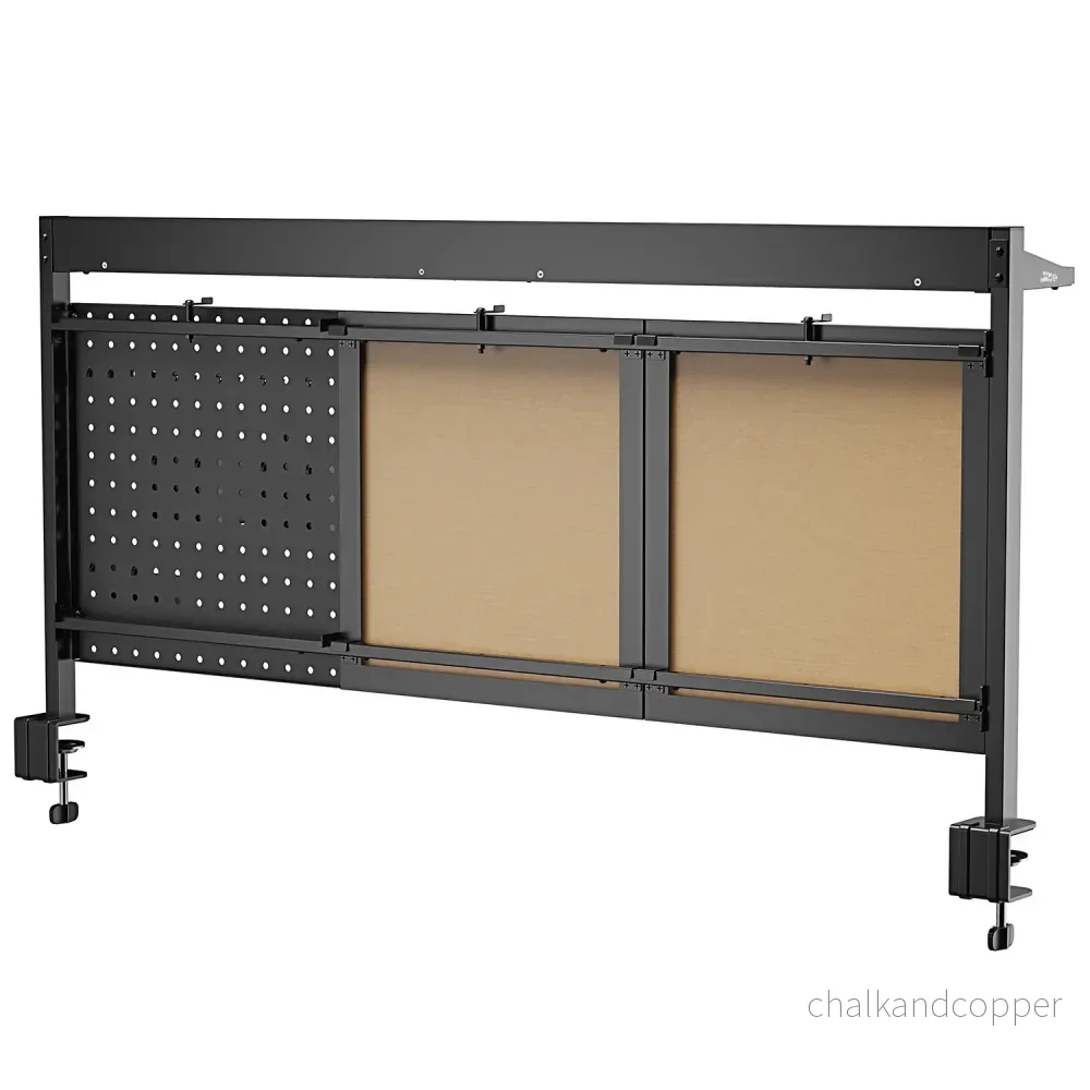 Skrivbordsavdelare/organisatör Ergo Office, max. belastning 10kg, vit och korktavla, bredd 1250mm, svart,ER-300 B - Bild 2
