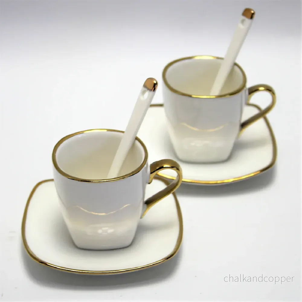 Espressokoppar porslinsset med tallrikar Queen Isabell W23GD06-06464 - Bild 2