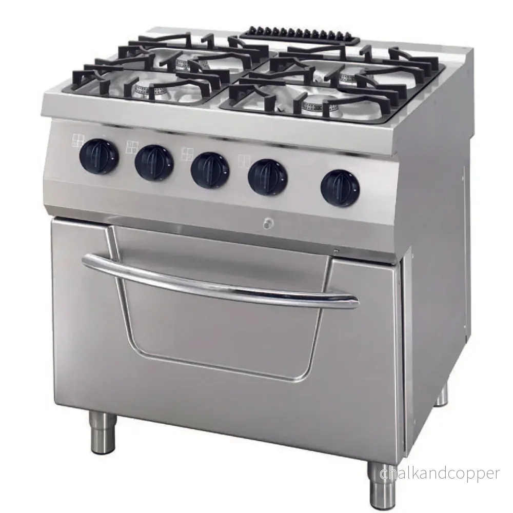 Kraftig spis - 4 brännare - Dubbel enhet - 70 cm djup - med ugn - Gas - Bild 2